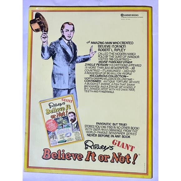 Ripley’s Giant Believe It or Not! Warner 1976 Illustrated VG Lowell Thomas Intro - Picture 2 of 3